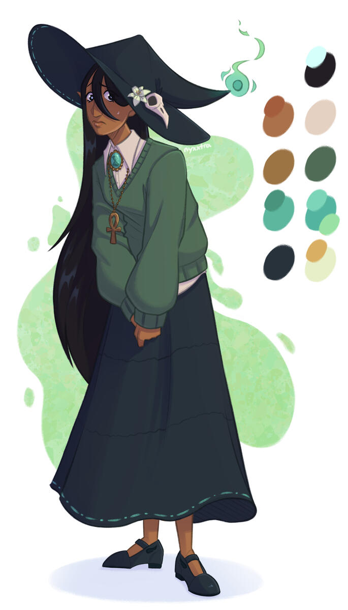 Mara, a shy necromancer who wants to help lost souls pass on to the afterlife - Redesign 2026