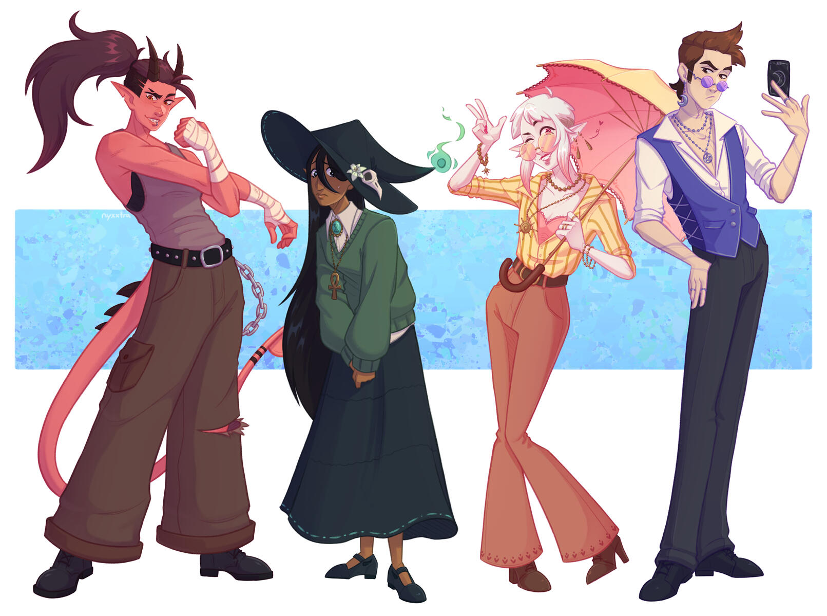 Character lineup 2026 - Left to right: Cyra, Mara, Sun, Alistair
